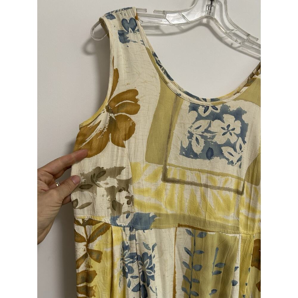 Jams World Vintage Empire waist Midi Dress Size S Yellow Hawaiian Floral - Picture 3 of 10